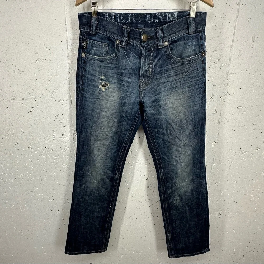 MEK Y2K Men’s size 31 x 29.5” Washington Slim Straight Distressed Jeans